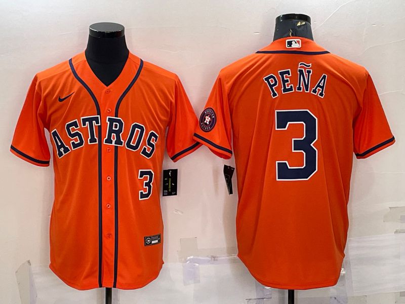 Men Houston Astros #3 Pena Orange Game Nike 2022 MLB Jersey
